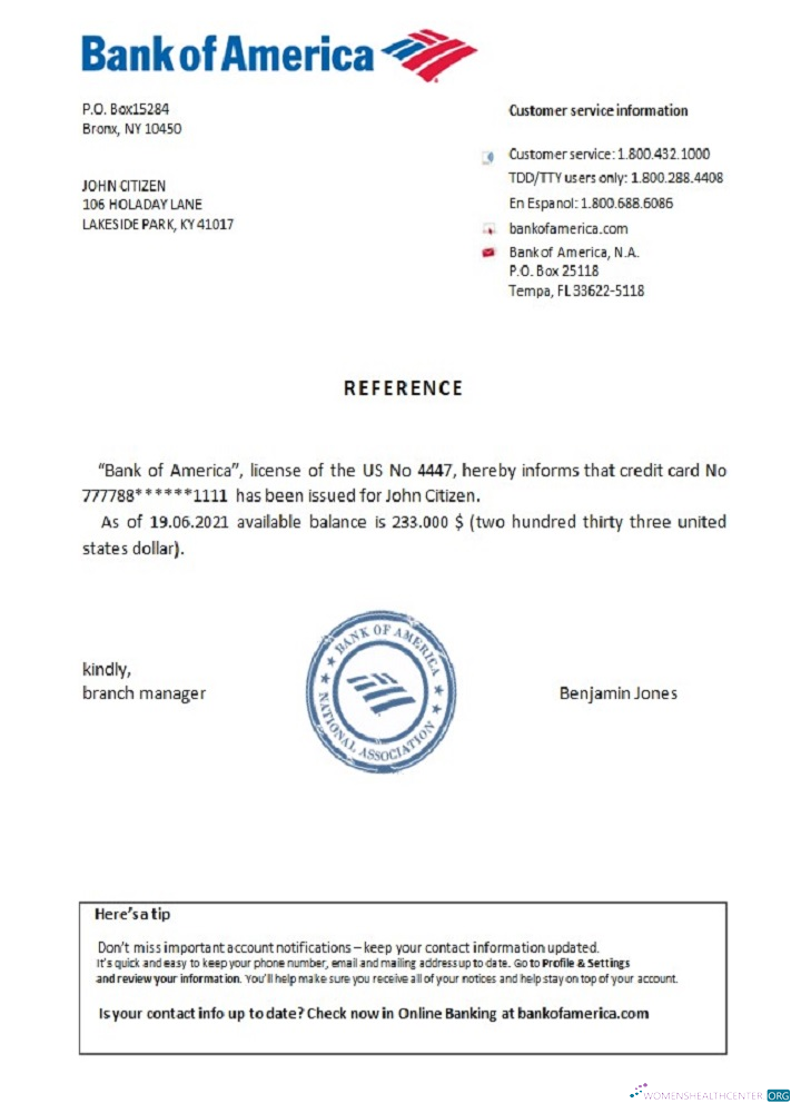 Download USA Bank of America reference Photoshop template